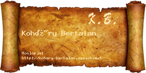 Koháry Bertalan névjegykártya