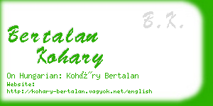 bertalan kohary business card